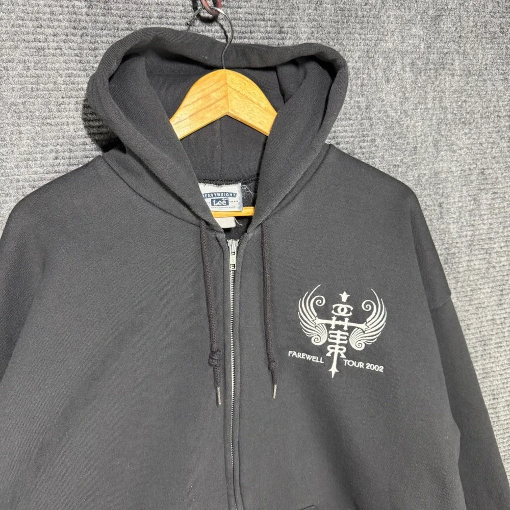 Vintage Lee Heavyweight Farewell Tour 2002 Zip Up Hoodie Black Mens 2XL Graphic